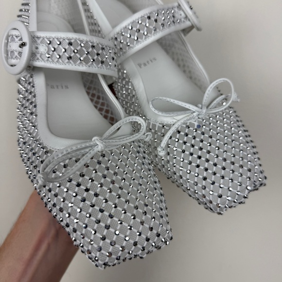 Christian Louboutin Mamastrapitina Mesh Nappa Leather Mary Jane Ballet Flats - Picture 7 of 9